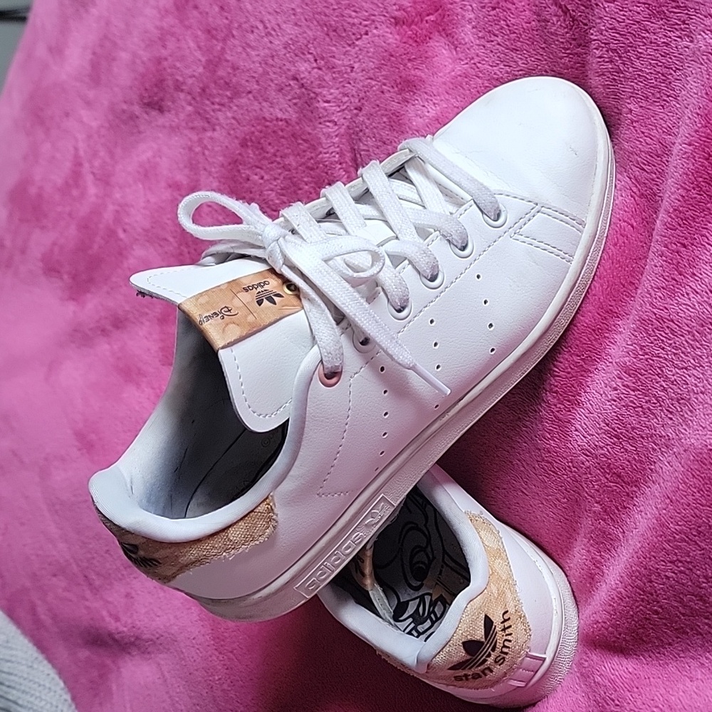 Adidas Women's Stan Smith Disney Edition White Sneakers with Tan Accents